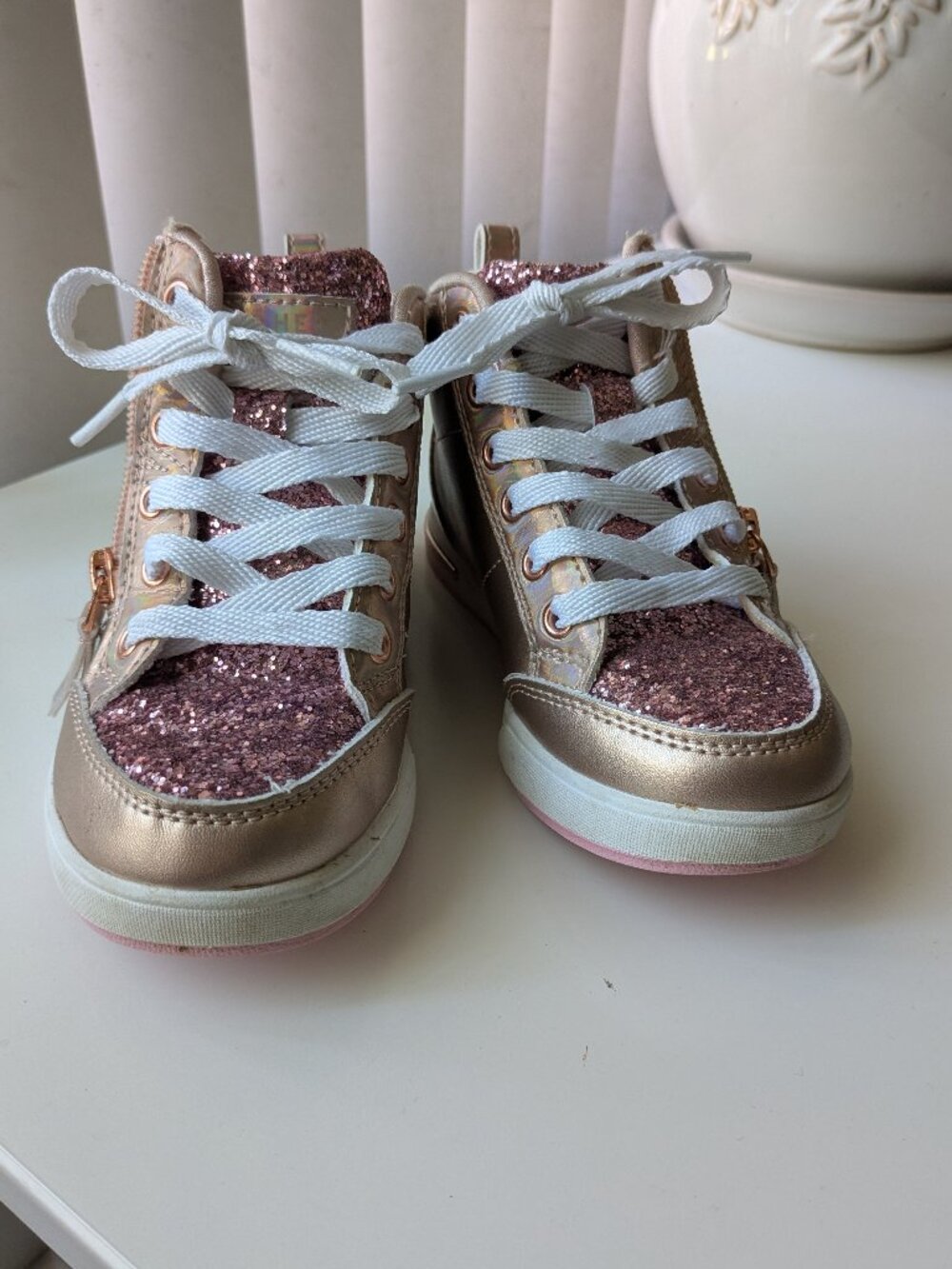 Sneaker bundle- Pink glitter high tops by Skechers barely used + guc lilac Nikes